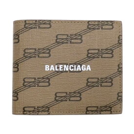 バレンシアガ 財布 BALENCIAGA シグネチャー スクエア フォールド ウォレット BBモノグラム ベージュ/ブラウン 594549 新品