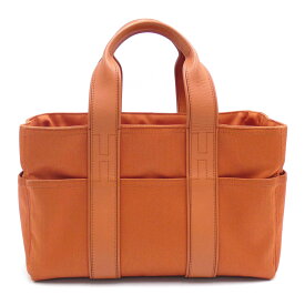 エルメス バッグ HERMES トワルシェブロンxレザー アカプルコPM ハンドバッグ オレンジ レディース シルバー金具 06274