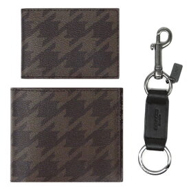 コーチ 財布 F37885-QBGRM メンズ 二つ折り 札入れ 取り外しカードケース コンパクト ID ウォレット キーリング付き グレーマルチ アウトレット 新品