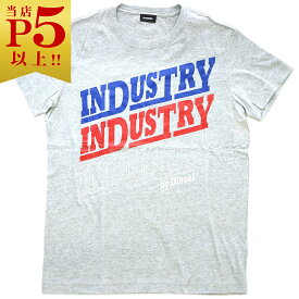 【対象商品Max50％OFF★】ディーゼル Tシャツ メンズ 半袖 丸首 INDUSTRY プリント 杢グレー M.Lサイズ 30303 新品【6/11 2時迄】