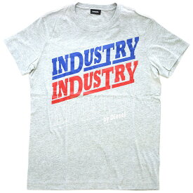 ディーゼル Tシャツ メンズ 半袖 丸首 INDUSTRY プリント 杢グレー M.Lサイズ 30303 新品