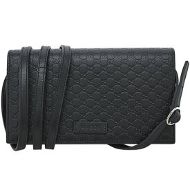 グッチ 財布 466507-1000 GUCCI ファスナー付き小銭 長財布 ショルダーストラップ付き マイクログッチッシマ ブラック アウトレット 新品