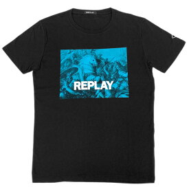 リプレイ Tシャツ M3412 REPLAY メンズ 半袖 丸首 グラフィック プリント ブラック M.L.XL サイズ 04720 アウトレット 紙袋付き 新品