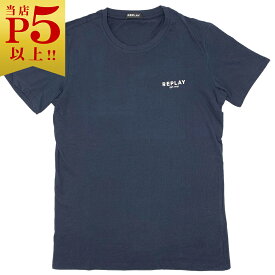 リプレイ Tシャツ M6223 REPLAY メンズ 半袖 丸首 ロゴ プリント ネイビー M.Lサイズ 05012 アウトレット 新品