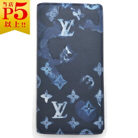 【ポイント6倍以上★】ルイヴィトン 財布 LV ウォーターカラー モノグラム ポルトフォイユ・ブラザ 長財布 ブルー メンズ M80465 T-YJL06281