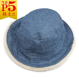 美品 ルイヴィトン 帽子 モノグラム・デニム ボネ・シアリング モノグラム コンスタレーション サイズL ブルー M77127