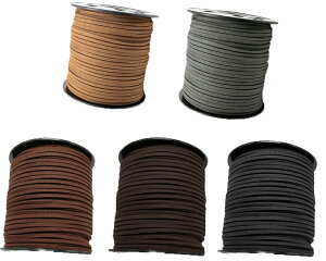 【送料無料 メール便・郵便】1Mカット巾約3MM 厚み約2mm スエード紐 スエードテープ 手芸用品 手芸材料 趣味 服飾 プレゼント