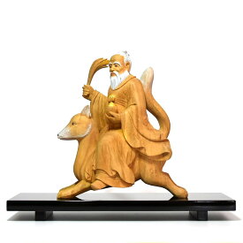 木彫り仏像　【稲荷大神・常州笠間稲荷】楠木　淡彩色　総高26cm