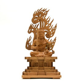 木彫り仏像　檀木【座不動明王】坐2.5寸　総高約23cm