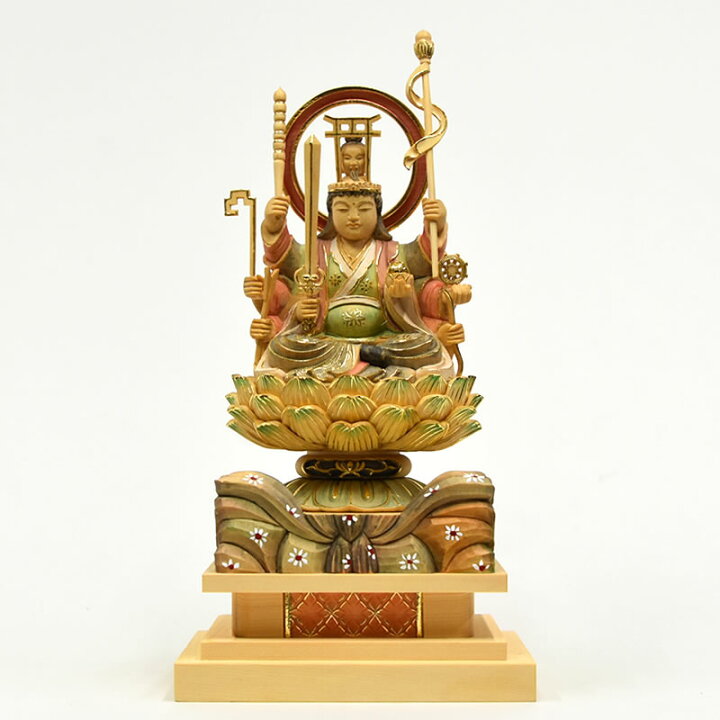 楽天市場】木彫り仏像 【宇賀八臂弁財天（弁才天）】 桧木 坐2.5寸 淡 