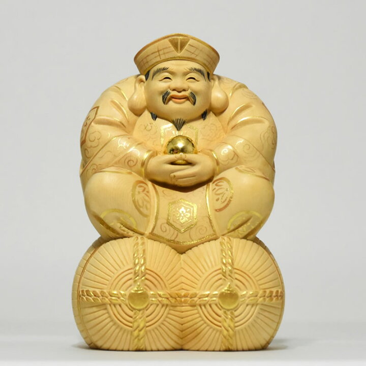 楽天市場】木彫り 仏像 【宝珠大黒天（大国主神）】 桧木 坐2.5寸 金泥 