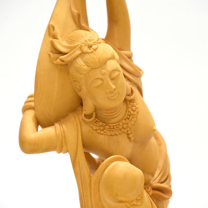 楽天市場】木彫り仏像 【柘植飛天（天女）】 一本彫り 総高34cm : 海宇 