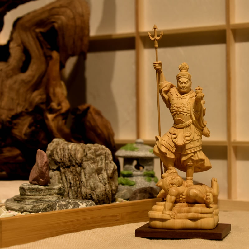 木彫り仏像-小仏 柘植（ツゲ） ※桐箱付き 仏壇・仏具・神具