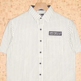 SUBCIETY ［サブサエティ］　半袖シャツSBF1563 STRIPE SHIRT S/S -CHOPPED FINGER-