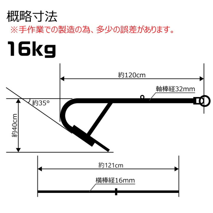 楽天市場】係留アンカー 常設アンカー 片爪錨 16kg 送料無料 錨 