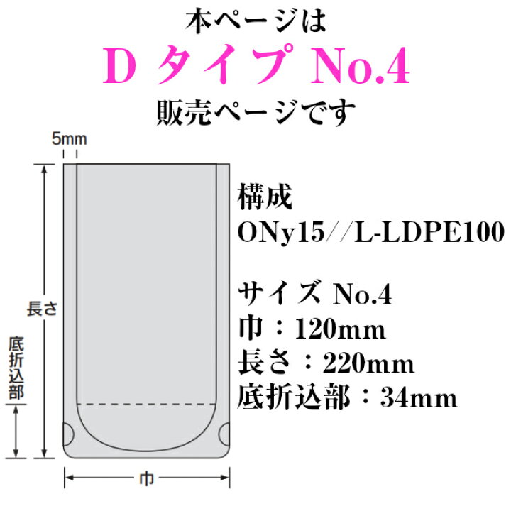 楽天市場】ナイロンポリ Dタイプ No.4 120×220mm 2000枚 福助工業 