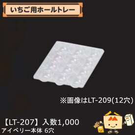 【個人宅不可】フルーツ いちご用 いちご用ホールトレー アイベリー本体6穴 品番LT-207 ケース販売 入数1000 サイズ167×235mm 送料無料 ヤマニパッケージ ヤマニ ストロベリー いちご 苺 あまおう とちおとめ あすかルビー 社内0100080200200