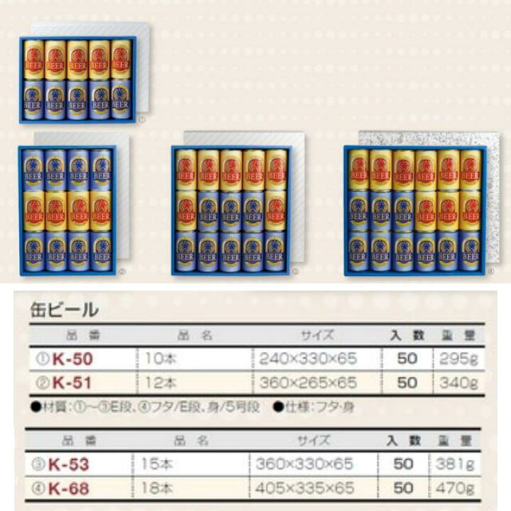 楽天市場】箱 缶ビール用 缶ビール 10本 品番K-50 ケース販売 入数50 