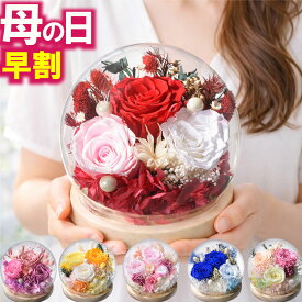 母の日 早割中 プレゼント プリザーブドフラワー バラ ガラスドーム ギフト 2026 枯れない花 お手入れ不要 上品 お母さん 60代 70代 80代 薔薇 FleurTown吉本花城園