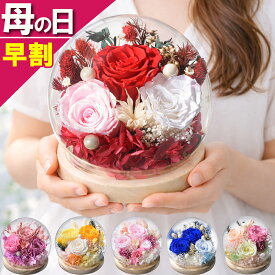 早割中 母の日 プリザーブドフラワー バラ ガラスドーム ギフト 2026 枯れない花 お手入れ不要 上品 お母さん 60代 70代 80代 プレゼント 薔薇 吉本花城園