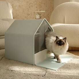 送料無料 猫 トイレ キャットトイレ ホウスタイプ house マットなし 散らかりにくいネコトイレ 本体 フルカバー 猫トイレ お掃除簡単 飛び散りにくい 大型猫 スコップ付き シンプル ペットトイレ おしゃれ 猫用品 46*41*46cm 全3色