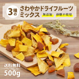 カジュベース 砂糖不使用 無添加 500g ドライフルーツ さわやかミックス 3種 ( マンゴー パイナップル アプリコット ) ジップ付き袋