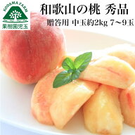 桃 お中元 ギフト 和歌山 贈答用 秀品 約2kg 7〜9玉 送料無料 冷蔵便 もも 御供 供え お供え物 果物 進物…