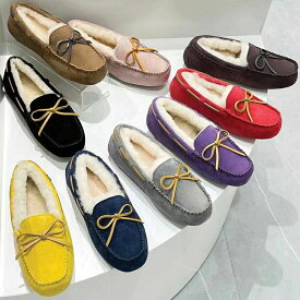 レディ かわいい ムートン スリッポン ダコタ 天然ウール 商品番号：EA1005-1 モカシン アグ ローファー 豚革 】【EVERUGG】本革