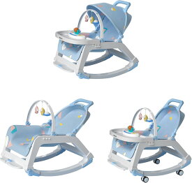 4in1ベビーチェア リクライニング バウンサー 赤ちゃん ベビーラック 新生児 ゆりかご ロッキングチェア 食事トレイ キャスター付 角度調節 洗える ベビー用品 赤ちゃん いす 離乳食 出産祝い 1歳 2歳 3歳