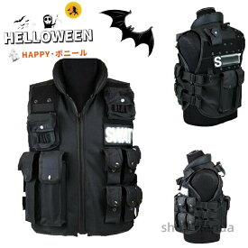 【送料無料】コスプレ SWATベスト スワット ハロウィン swat ベスト 仮装 タクティカルベスト 警察 婦人警官 フリーサイズ 衣装 特殊部隊 コ