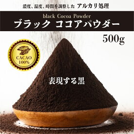 ブラックココアパウダー 500g ブラック ピュアココア 砂糖不使用 無添加 香料不使用 パウダー カカオポリフェノール ポリフェノール 大容量 ガトーショコラ お菓子 送料無料