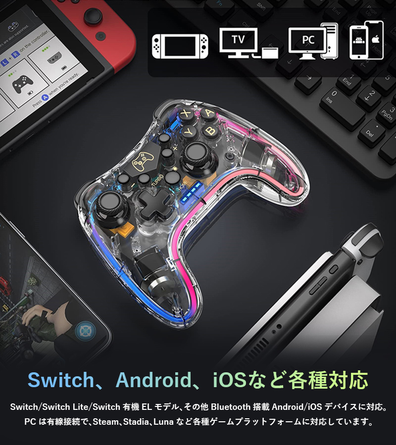 楽天市場】【期間限定クーポンで300円OFF】Switch コントローラー 透明