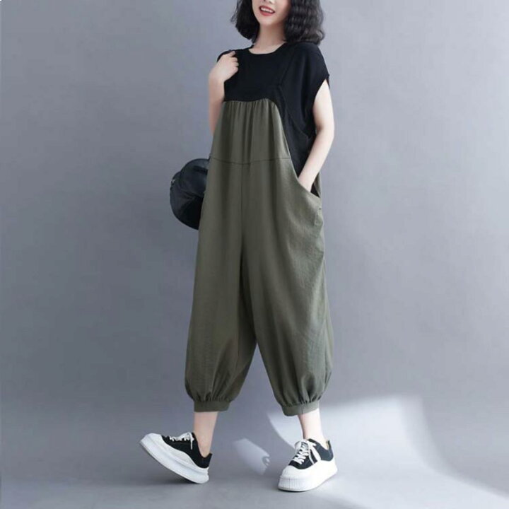 楽天市場】サロペット パンツ オールインワン 綿麻 レディース 40代 