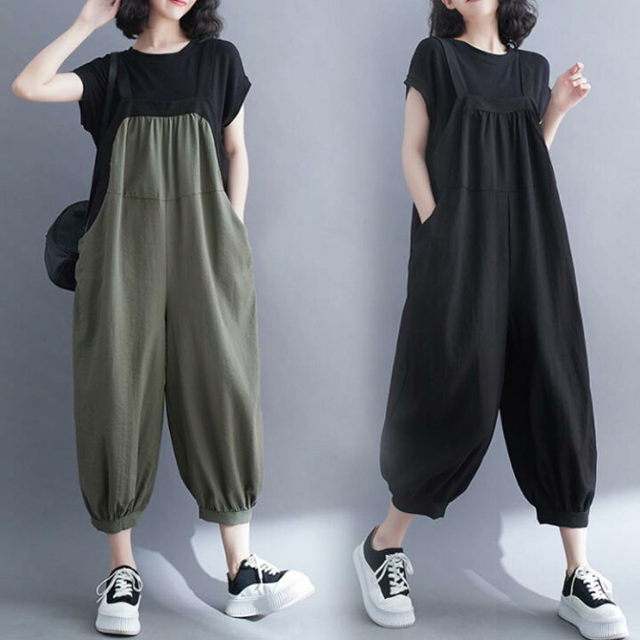 楽天市場】サロペット パンツ オールインワン 綿麻 レディース 40代 