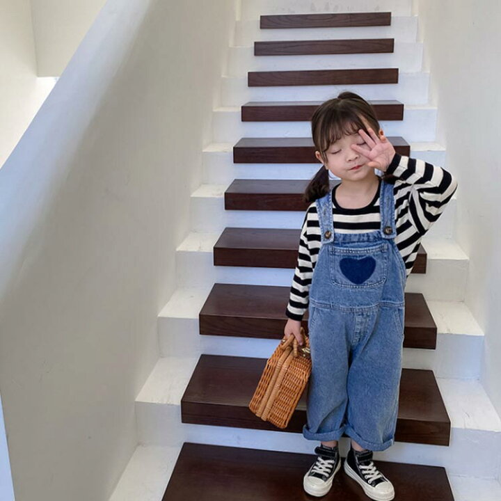 楽天市場】キッズ デニムオーバーオール サロペット ハート柄 子供服 