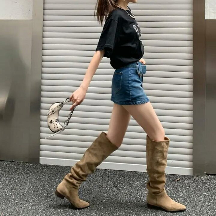 楽天市場】ブーツ くしゅくしゅロング レディース エンジニアブーツ 