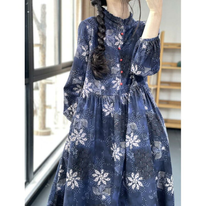 楽天市場】花柄ワンピース ロングワンピース レディース シャツ 