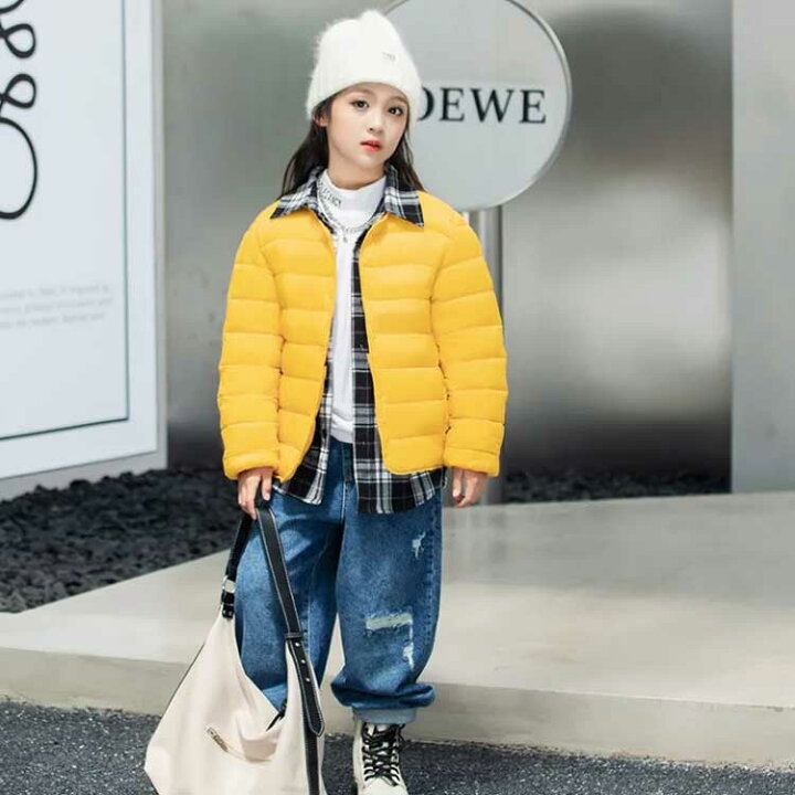 KAPE1] ダウンコート 子供服 キッズ服 イエロー ダウンジャケット 