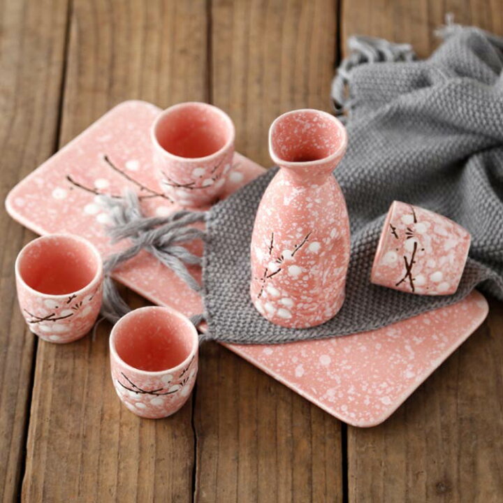 楽天市場】徳利 おちょこ セット 陶器 7点セット 花柄 梅 お猪口 酒器