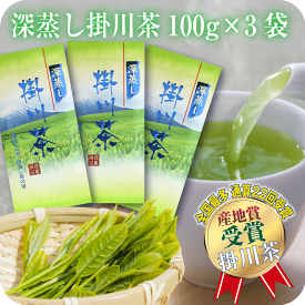 深蒸し掛川茶 100g×3本セット 深蒸し茶 茶葉 静岡茶 煎茶 お茶 深むし茶 緑茶 お茶 日本茶 お茶 送料無料 SS