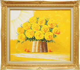 絵画　油絵　黄色いばら　（SOO）　送料無料　【肉筆】【油絵】【花】