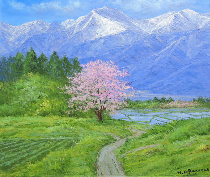 楽天市場】絵画 油絵 常念岳と桜 （小川久雄） 送料無料 【肉筆 