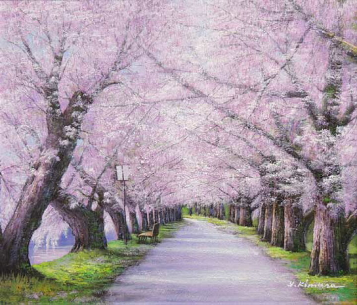 楽天市場】絵画 油絵 北上桜 （木村由記夫） 送料無料 【肉筆】【油絵 