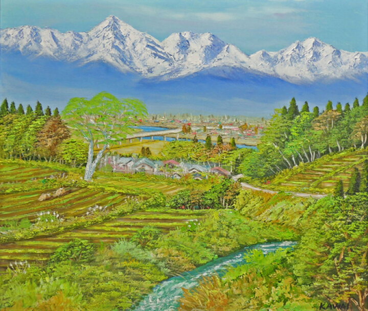 楽天市場】絵画 油絵 白馬三山山麓（2） 送料無料 【日本の風景】【海 