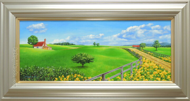 楽天市場】絵画 油絵 丘への道 （里中游） WF3号 送料無料 【肉筆 