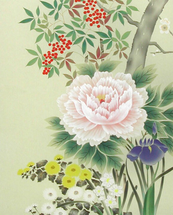 楽天市場】掛け軸 四季草花 （横山香秋） （掛軸小物なし） 送料無料 
