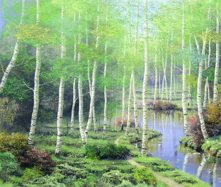 楽天市場】絵画 油絵 白樺林 F20号 （早瀬遼） 送料無料 【肉筆 