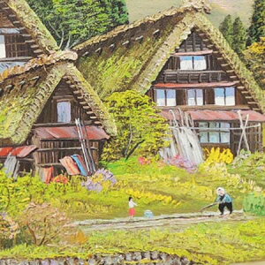 楽天市場 絵画 油絵 白川郷 F号 北川照生 送料無料 海 山 肉筆 油絵 日本の風景 大型絵画 掛け軸 絵画の専門店 掛軸堂画廊
