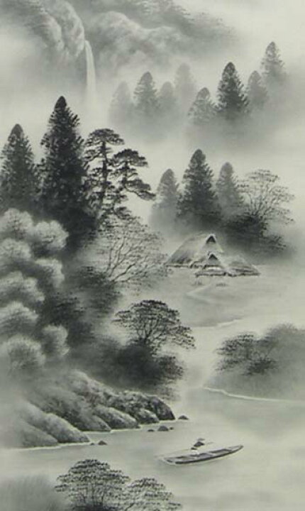 楽天市場】掛け軸 水墨山水 (三浦光陽) （掛軸小物なし) 送料無料 