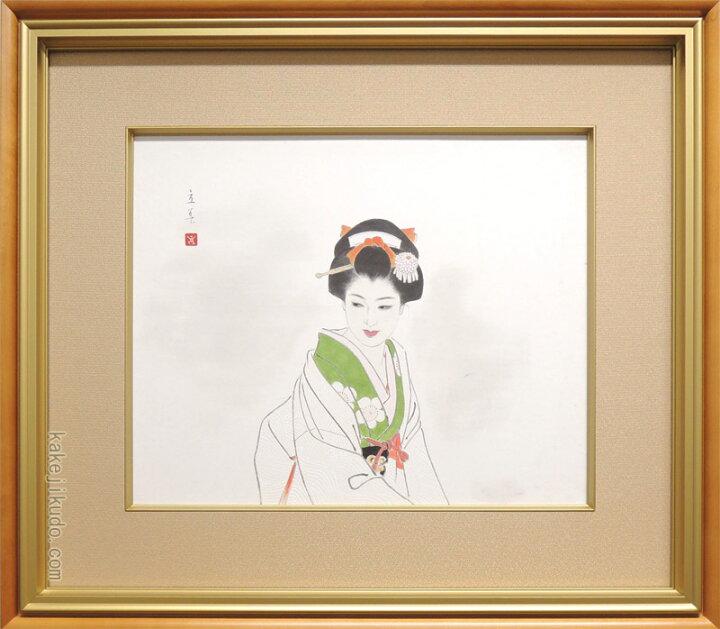 楽天市場】志村立美 美人画 『いこい』 肉筆作品（中古） 送料無料 